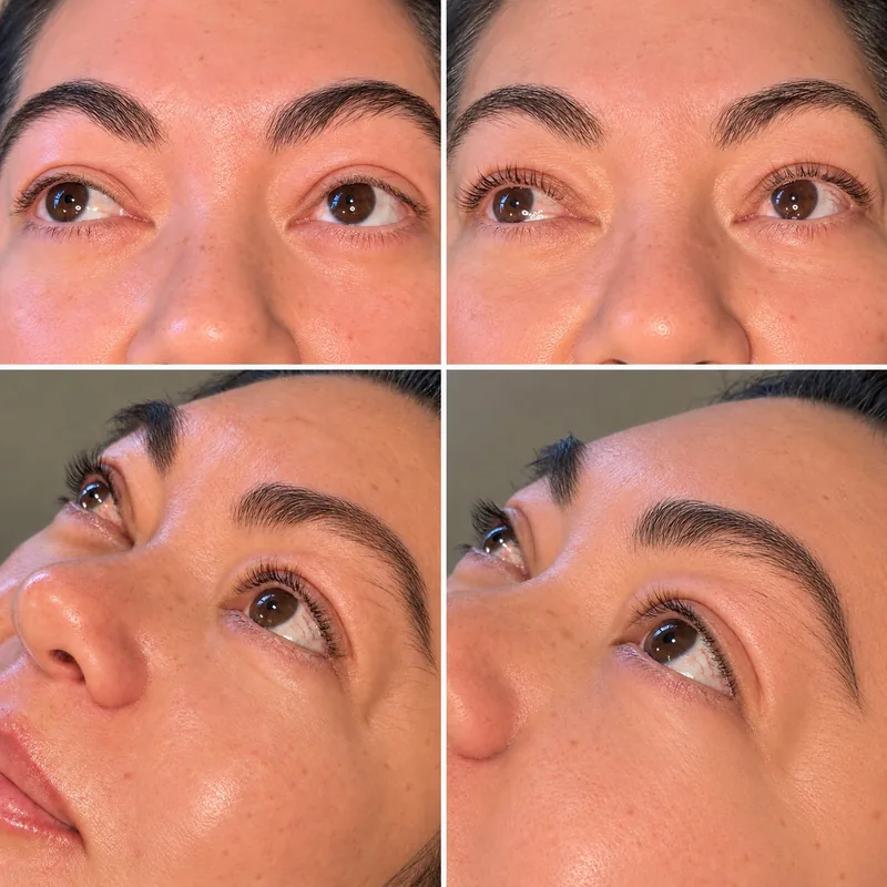 A Sage & Lash client before (left) and after (right) a lash lift